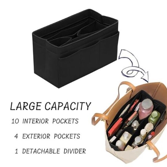 Purse Organizer Insert - Felt Bag for Tote Purse Bag Pockets Size MEDIUM - Picture 2 of 10